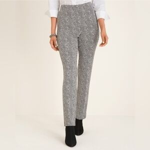 Chico's Black and White Herringbone Pattern Straight Leg Pants